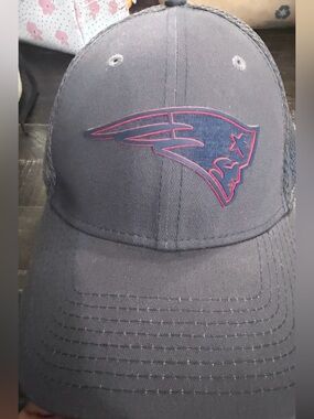 New Era Gray Blue Patriotic Logo Trucker Hat